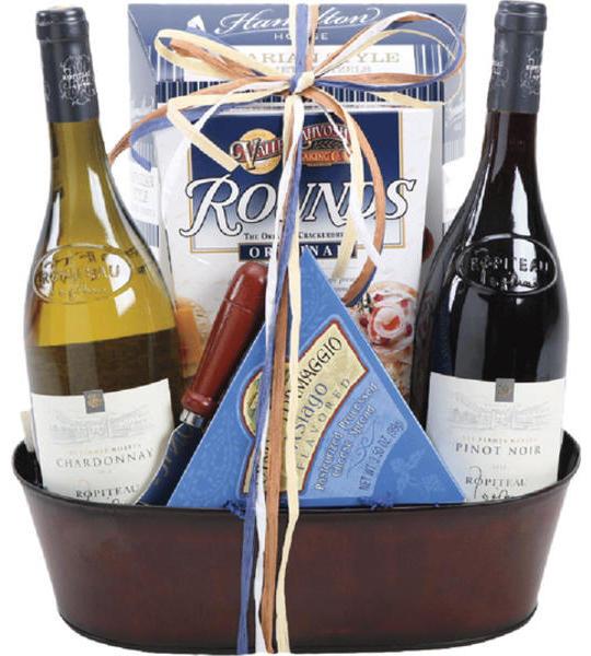 Wine Gift Basket Ropiteau Chardonnay And Pinot Noir