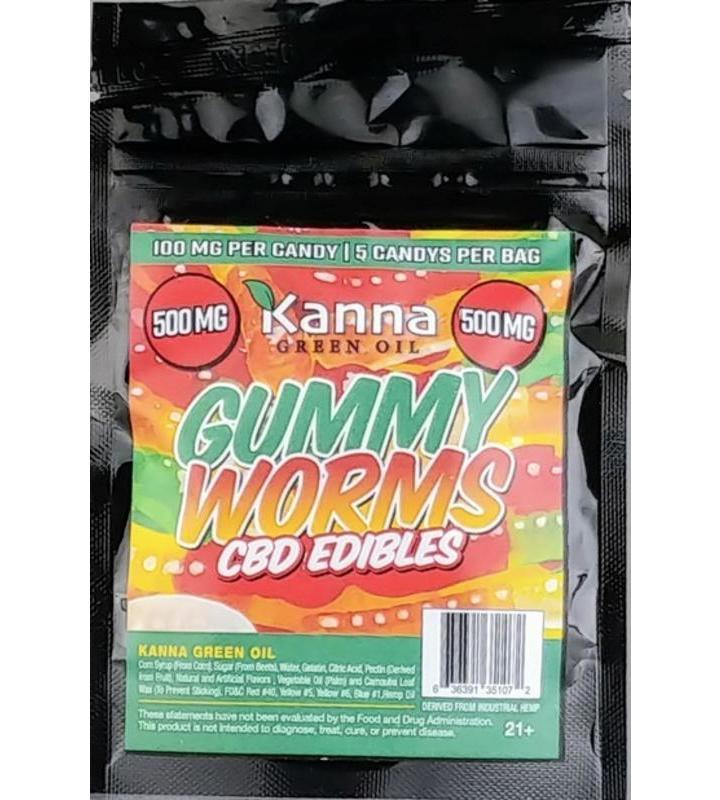 Kanna Green Oil CBD Gummy Worms (500 mg)