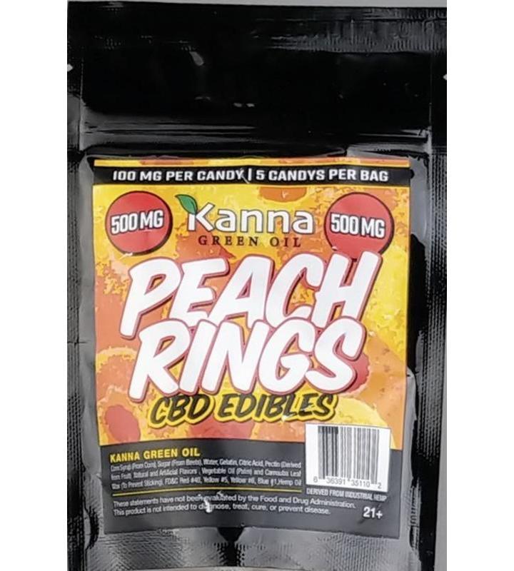 Kanna Green Oil CBD Gummies Peach Rings (500 mg)