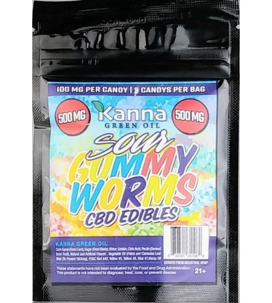 Kanna Green Oil CBD Sour Gummy Worms (500 mg)