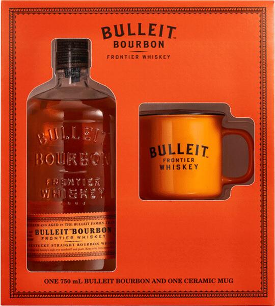 Bulleit Bourbon Whiskey with Two Branded Ceramic Mugs