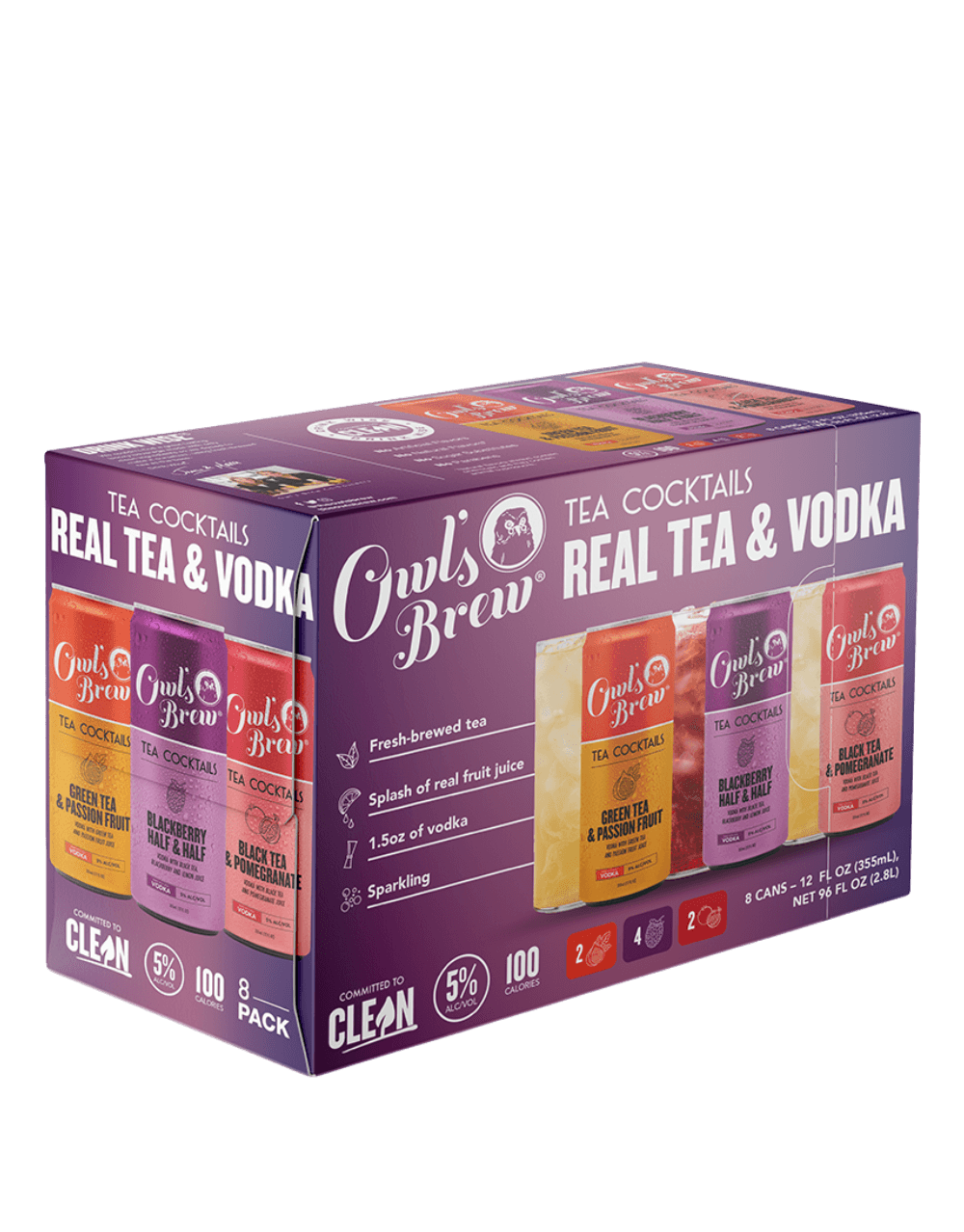 Owl's Brew Tea Cocktails - Real Tea & Vodka Variety Pack