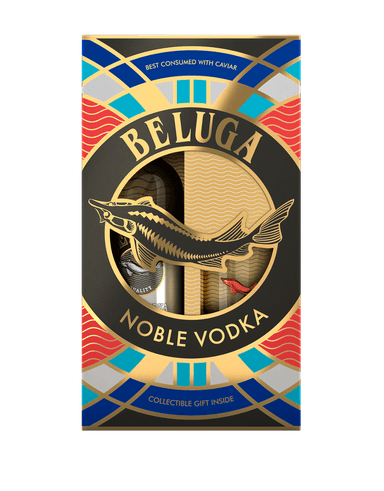 image-Beluga Noble Vodka and Rocks Glass with Color Fish Gift Set