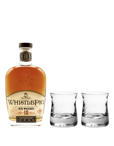 image-WhistlePig 10 Year 100 Proof Rye Whiskey and Simon Pearce Shoreham Whiskey Set Bundle